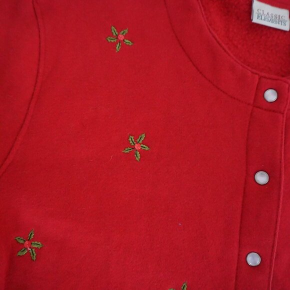 Vintage Classic Elements Red Embroidered Christmas Snowman Button Cardigan M - Picture 9 of 11